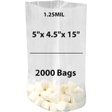 LDPE Clear Gusseted Poly bags 1.25 mil 5" X 4.5" X 15" 2000 Bags