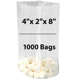 4X2X8 inches LDPE 1 mil Clear Gusseted Poly Bags 1000 Bags
