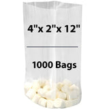 4X2X12 inches LDPE 1 mil Clear Gusseted Poly Bags 1000 Bags