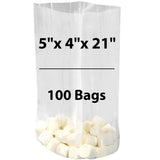 LDPE 5"X4"X21" 1 Mil Clear Gusseted Poly Bags 100 Bags