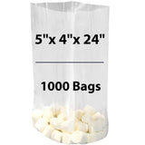 LDPE 5"X4"X24" 1 Mil Clear Gusseted Poly Bags 1000 Bags