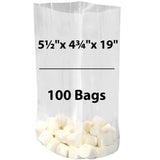 LDPE 1 mil 5.5"X4.75"X19" Clear Gusseted Poly Bags 100 Bags