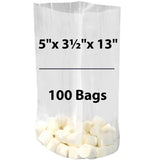 LDPE Clear Gusseted Poly bags 1.25 mil 5" X 3.5" X 13" 100 Bags