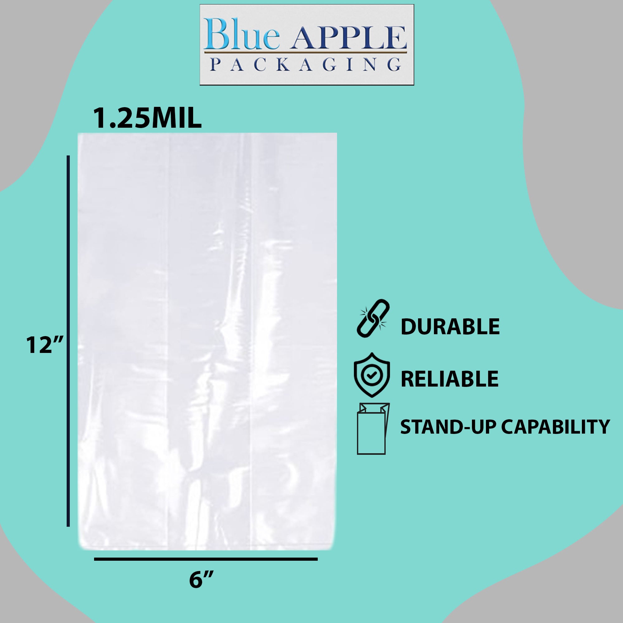 LDPE Clear Gusseted Poly bags 1.25 mil 6" X 3" X 12"