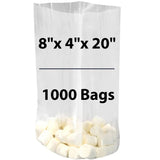 LDPE Clear Gusseted Poly bags 1.25 mil 8" X 4" X 20" 1000 Bags