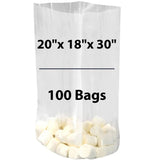 LDPE Clear Gusseted Poly bags 1.25 mil 20" X 18" X 30" 100 Bags