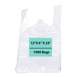 T Shirt Bags 12"X6"X23" 1000 Bags