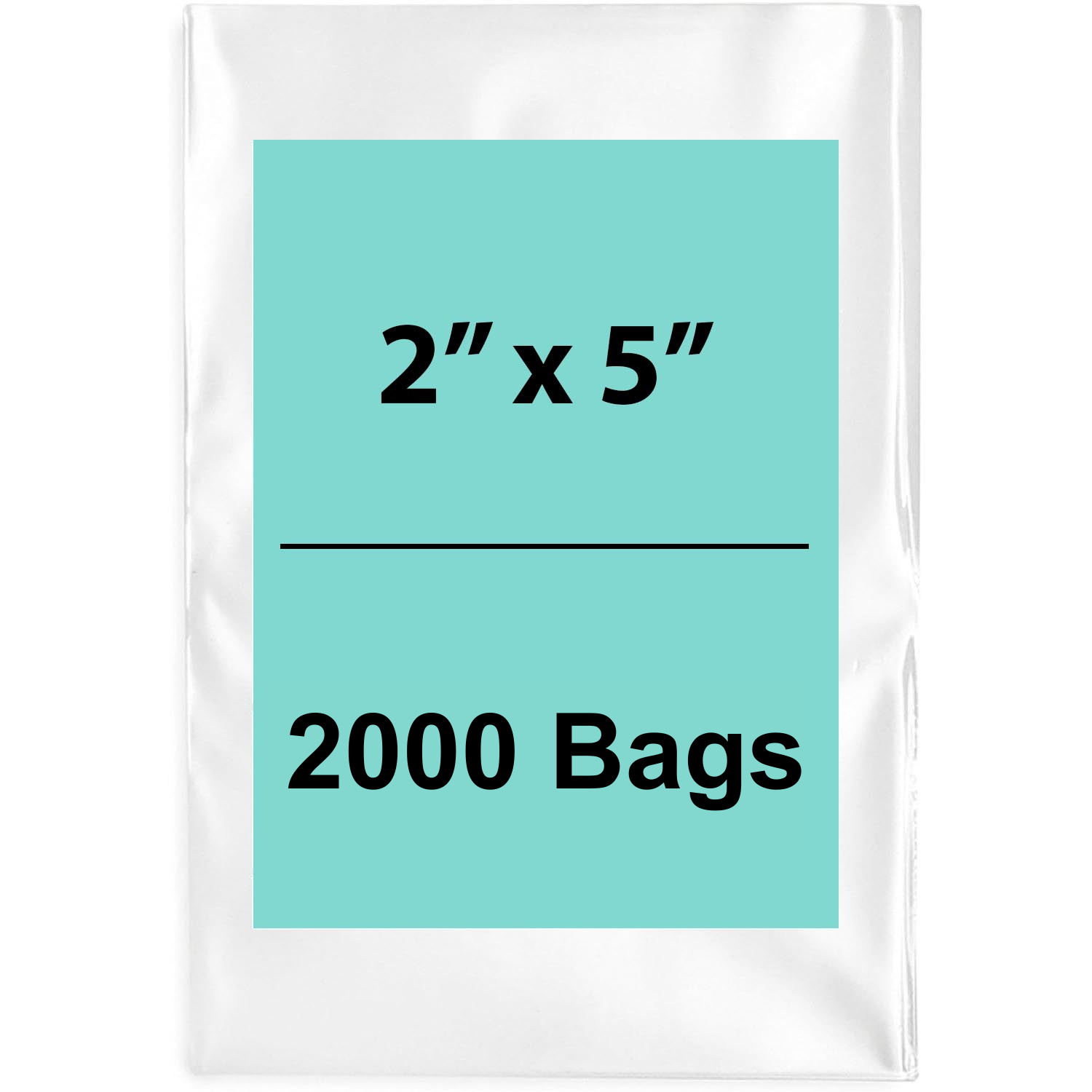 2X5 inches Clear Flat Poly Bags 1.5Mil Open Top (LDPE)