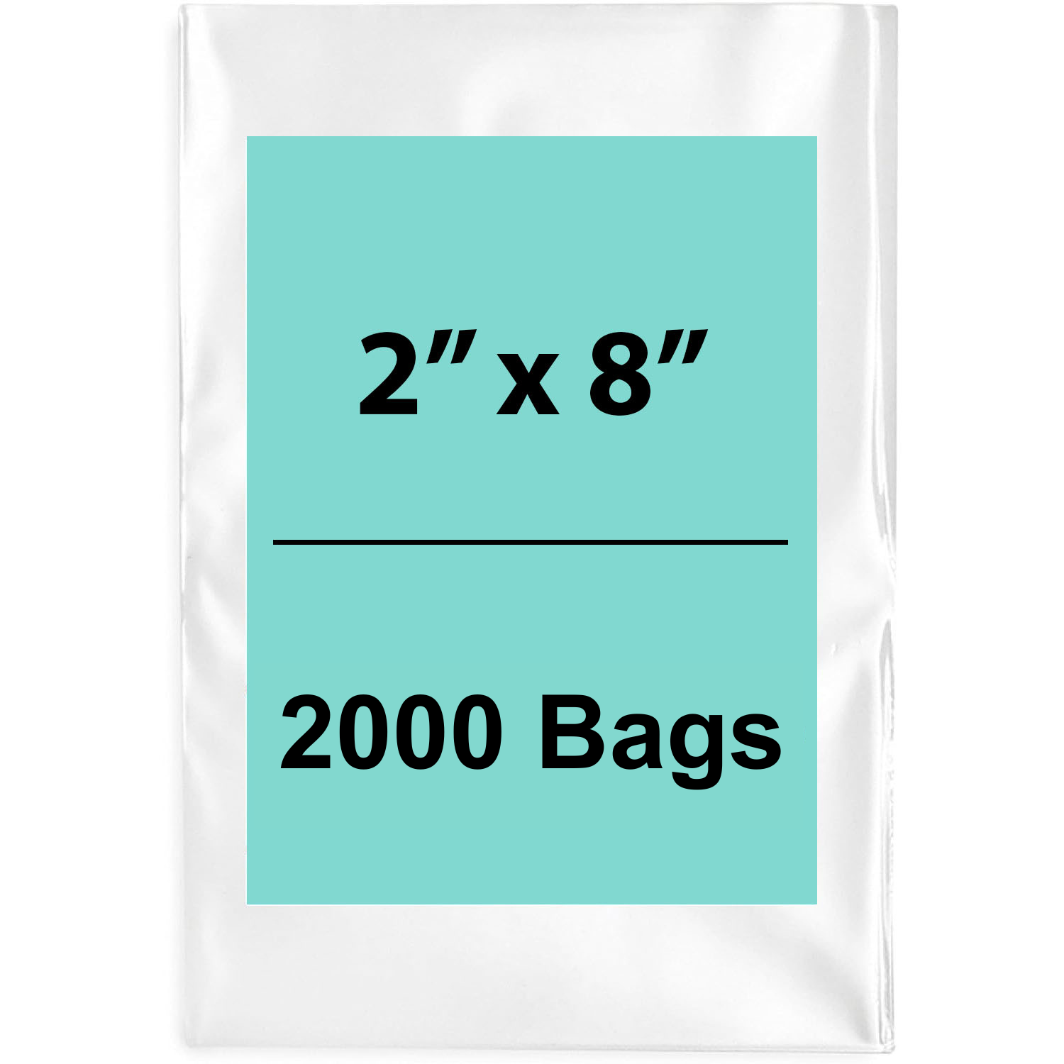 2X8 inches Clear Flat Poly Bags 1.5Mil Open Top (LDPE)