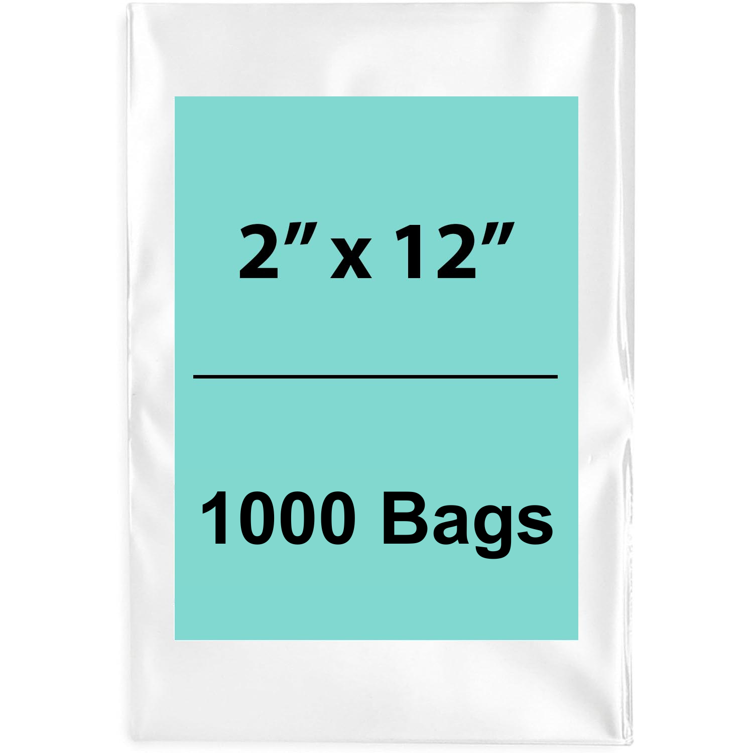 Clear poly bags flat 2"x12" 1.5 Mil 1000 Bags