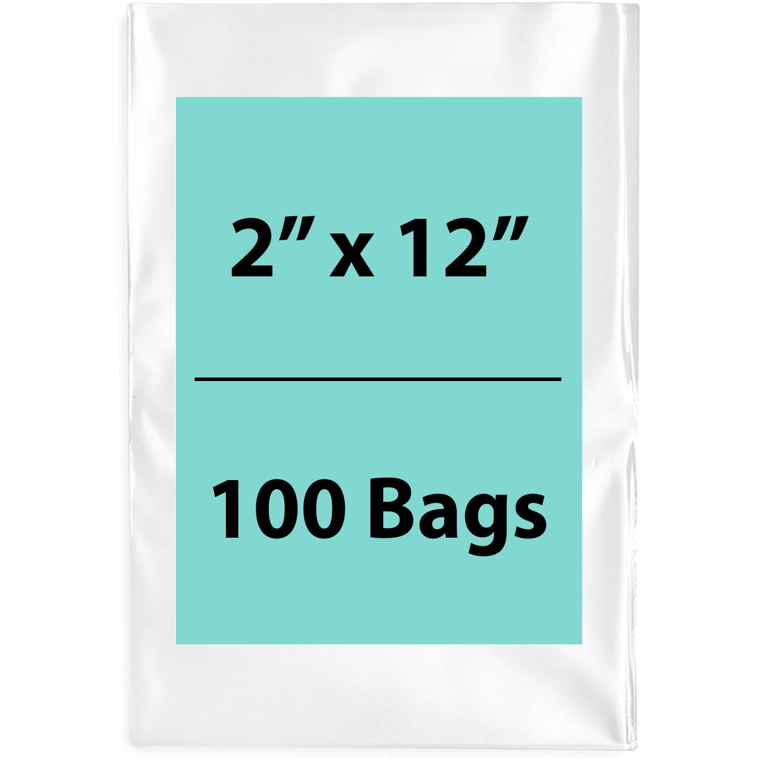 Clear poly bags flat 2"x12" 1.5 Mil 100 Bags