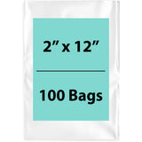 Clear poly bags flat 2"x12" 1.5 Mil 100 Bags