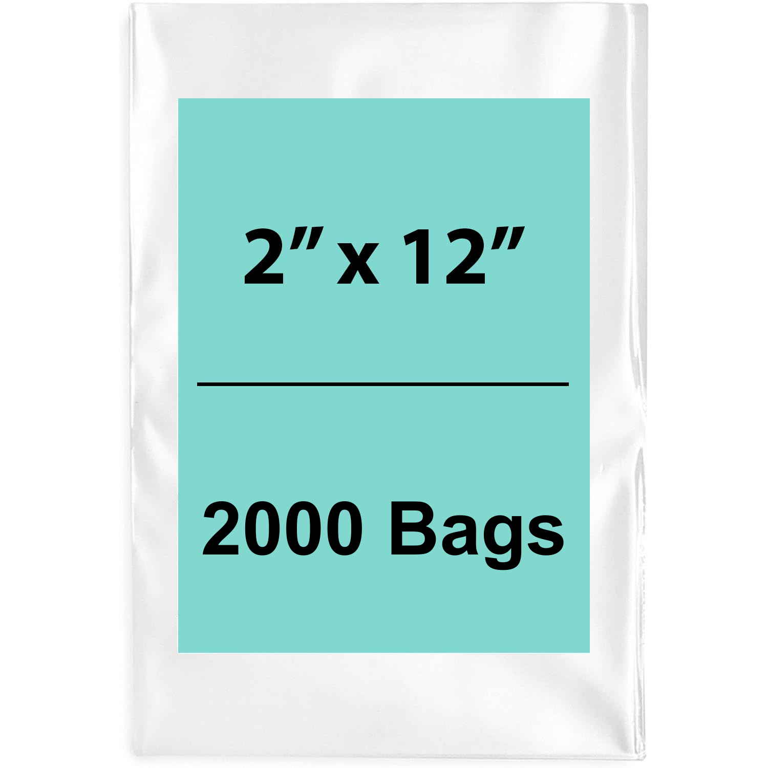 Clear poly bags flat 2"x12" 1.5 Mil 2000 Bags