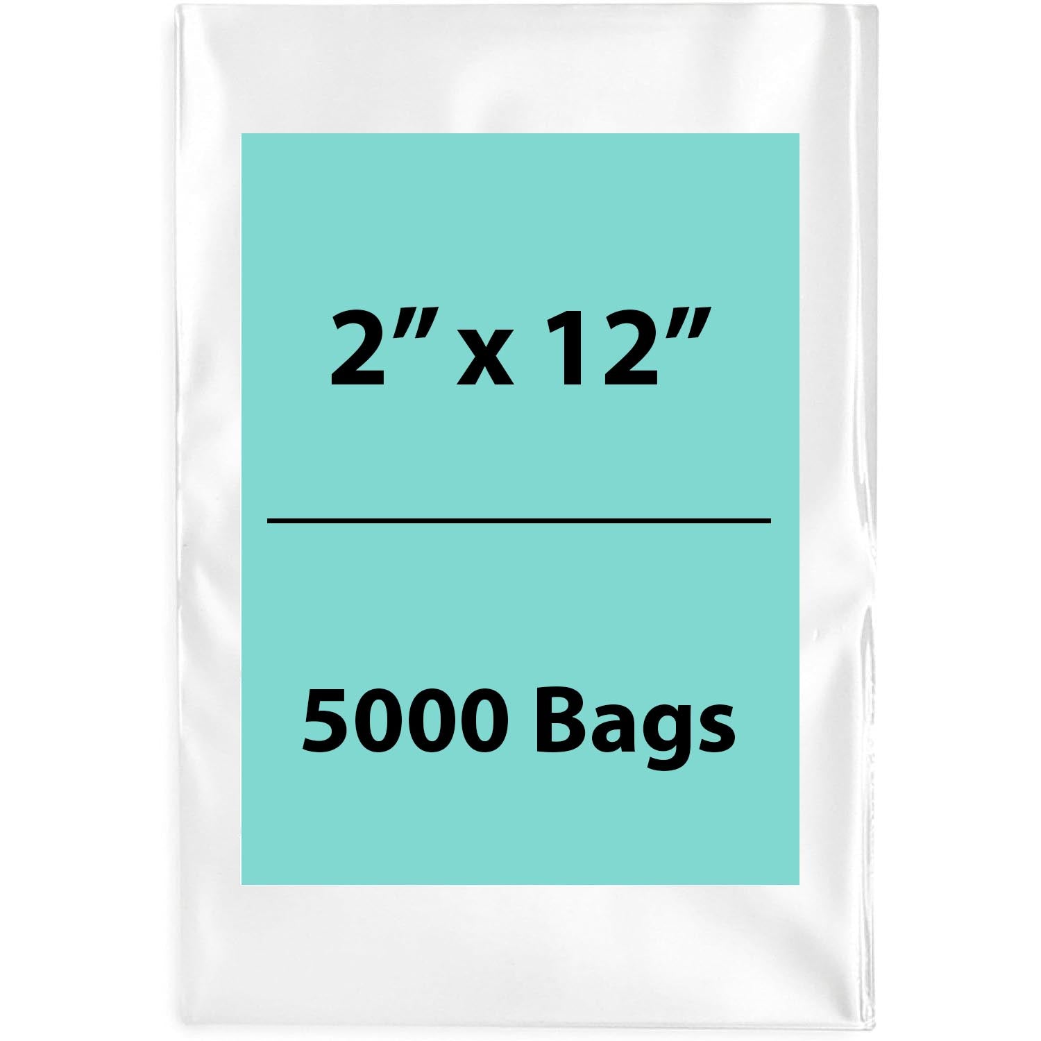 Clear poly bags flat 2"x12" 1.5 Mil 5000 Bags