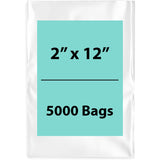 Clear poly bags flat 2"x12" 1.5 Mil 5000 Bags