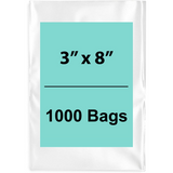Clear Poly Bags 3"x8" 1.5 Mil 1000 Bags