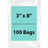 Clear Poly Bags 3"x8" 1.5 Mil 100 Bags