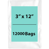 Clear Flat Poly Bags 3"X12" 12000 Bags