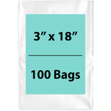 Clear Poly Bags 3"x 18" 1.5 Mil 100 Bags