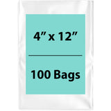 Clear Flat Poly Bags 4"X12" 1.5 Mil 100 Bags