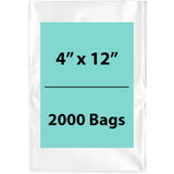 Clear Flat Poly Bags 4"X12" 1.5 Mil 2000 Bags