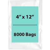 Clear Flat Poly Bags 4"X12" 1.5 Mil 8000 Bags