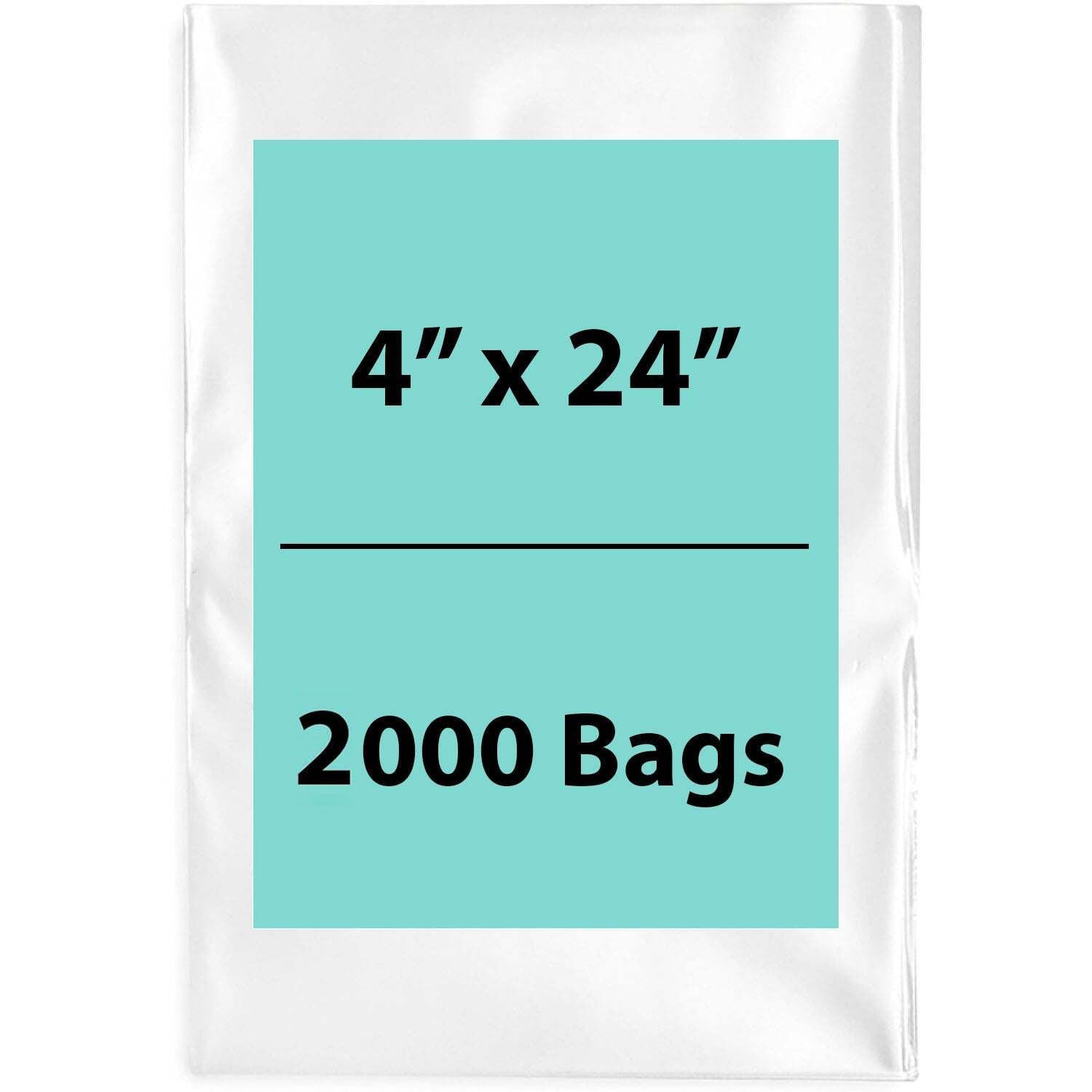 Clear poly bags 1.5 Mil 4"x24" LDPE 2000 Bags