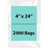 Clear poly bags 1.5 Mil 4"x24" LDPE 2000 Bags