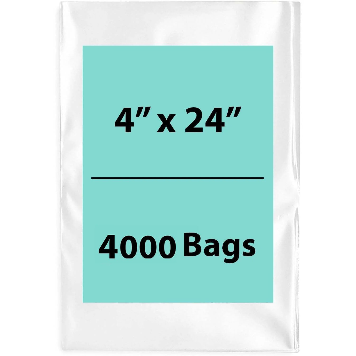 Clear poly bags 1.5 Mil 4"x24" LDPE 4000 Bags