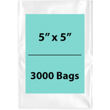 Clear Poly Bags Flat 5"X5" 1.5 Mil LDPE 3000 Bags