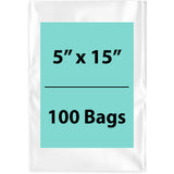 5X15 inches Clear Flat Poly Bags 1.5Mil Open Top (LDPE)