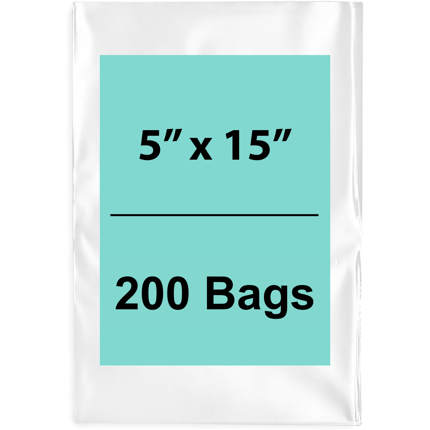 5X15 inches Clear Flat Poly Bags 1.5Mil Open Top (LDPE)