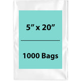 5X20 inches Clear Flat Poly Bags 1.5Mil Open Top (LDPE)