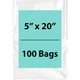 5X20 inches Clear Flat Poly Bags 1.5Mil Open Top (LDPE)