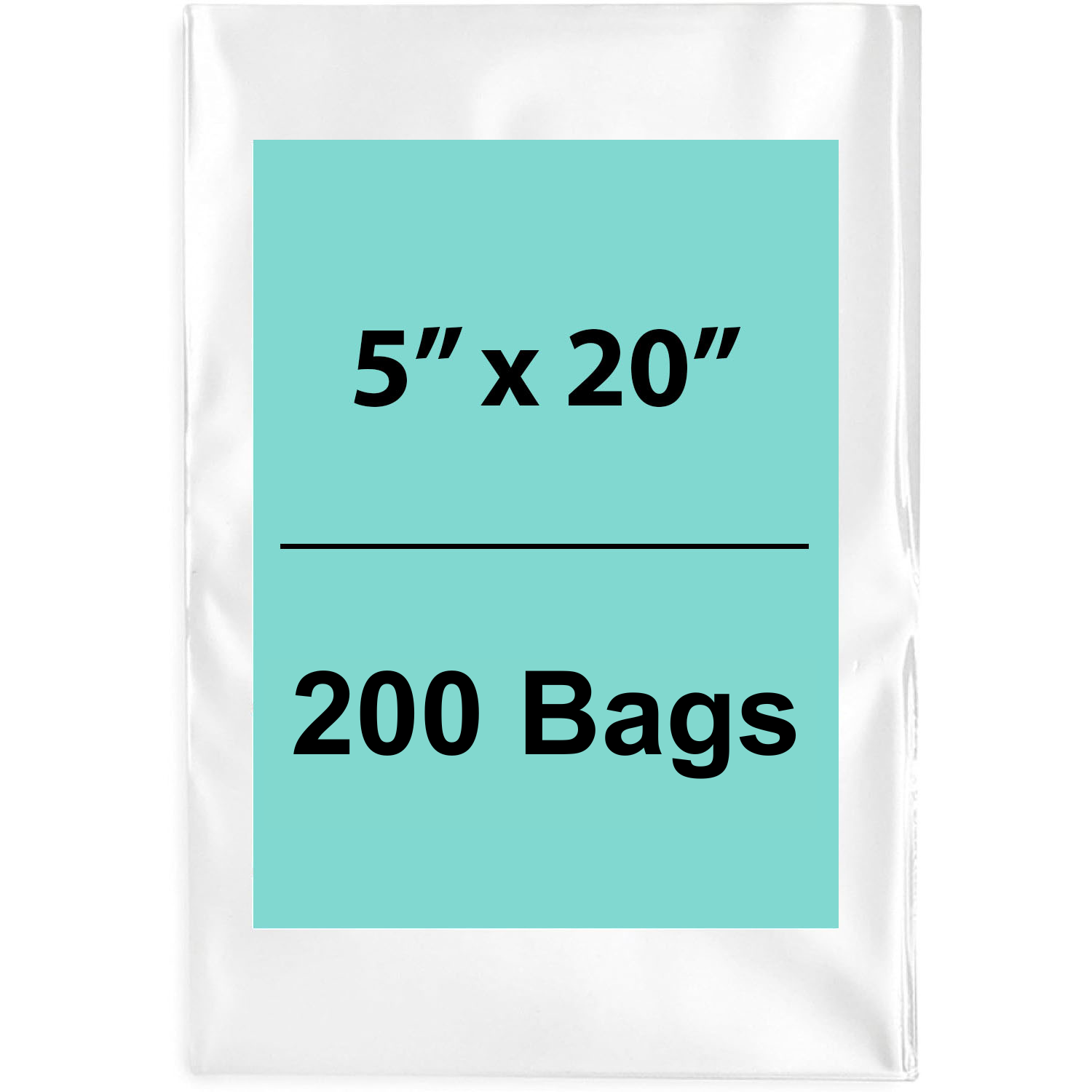5X20 inches Clear Flat Poly Bags 1.5Mil Open Top (LDPE)