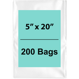 5X20 inches Clear Flat Poly Bags 1.5Mil Open Top (LDPE)