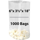 LDPE Clear Gusseted Poly Bags 1.5 mil 6" X 3.5" X 18" 1000 Bags