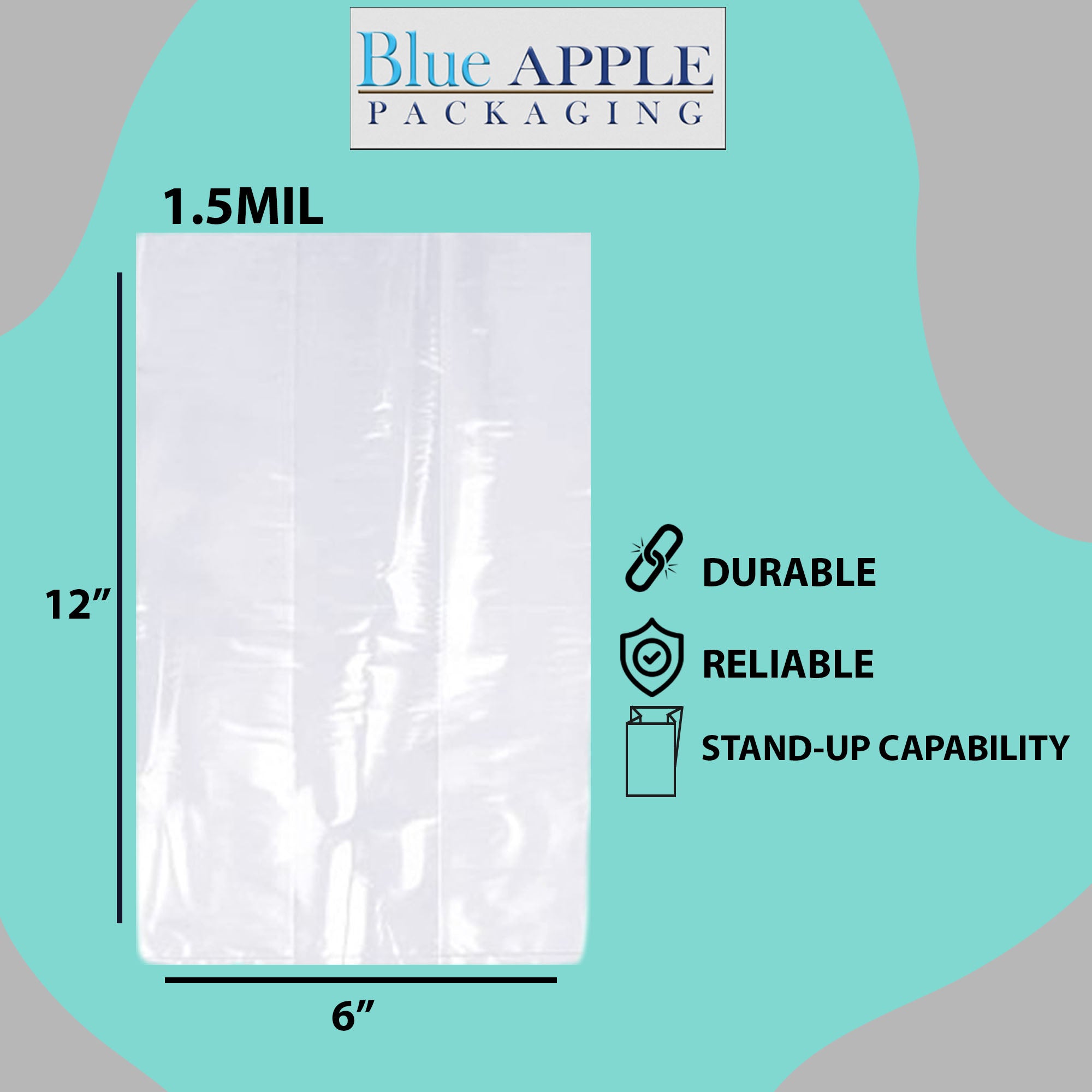 LDPE Clear Gusseted Poly Bags 1.5 mil 6" X 4" X 12"