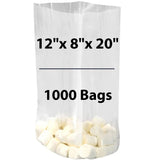 LDPE Clear Gusseted Poly Bags 1.5 mil 12" X 8" X 20" 1000 Bags