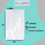 LDPE Clear Gusseted Poly Bags 1.5 mil 20" X 18" X 26"