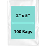 Clear Poly Bags 2 Mil Size: 2 inch (width) X 5 inch (height) Pack of 100 Bags