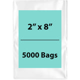 Clear Poly Bags 2 Mil Size: 2 inch (width) X 8 inch (height) Pack of 5000 Bags