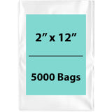 Clear Poly Bags 2 Mil Size: 2 inch (width) X 12 inch (height) Pack of 5000 Bags