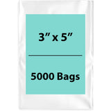Clear Poly Bags 2 Mil Size: 3 inch (width) X 5 inch (height) Pack of 5000 Bags