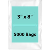 Clear Poly Bags 2 Mil Size: 3 inch (width) X 8 inch (height) Pack of 5000 bags