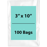 Clear Poly Bags 2 Mil Size: 3 inch (width) X 10 inch (height) Pack of 100 Bags