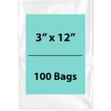 Clear Poly Bags 2 Mil Size: 3 inch (width) X 12 inch (height) Pack of 100 Bags