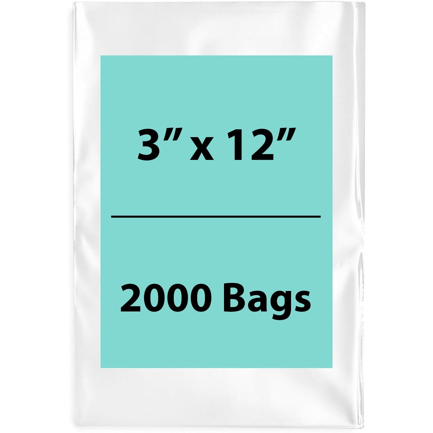 Clear Poly Bags 2 Mil Size: 3 inch (width) X 12 inch (height) Pack of 2000 Bags