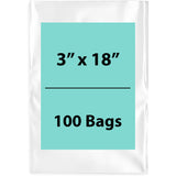 Clear Poly Bags 2 Mil Size: 3 inch (width) X 18 inch (height) Pack of 100 Bags