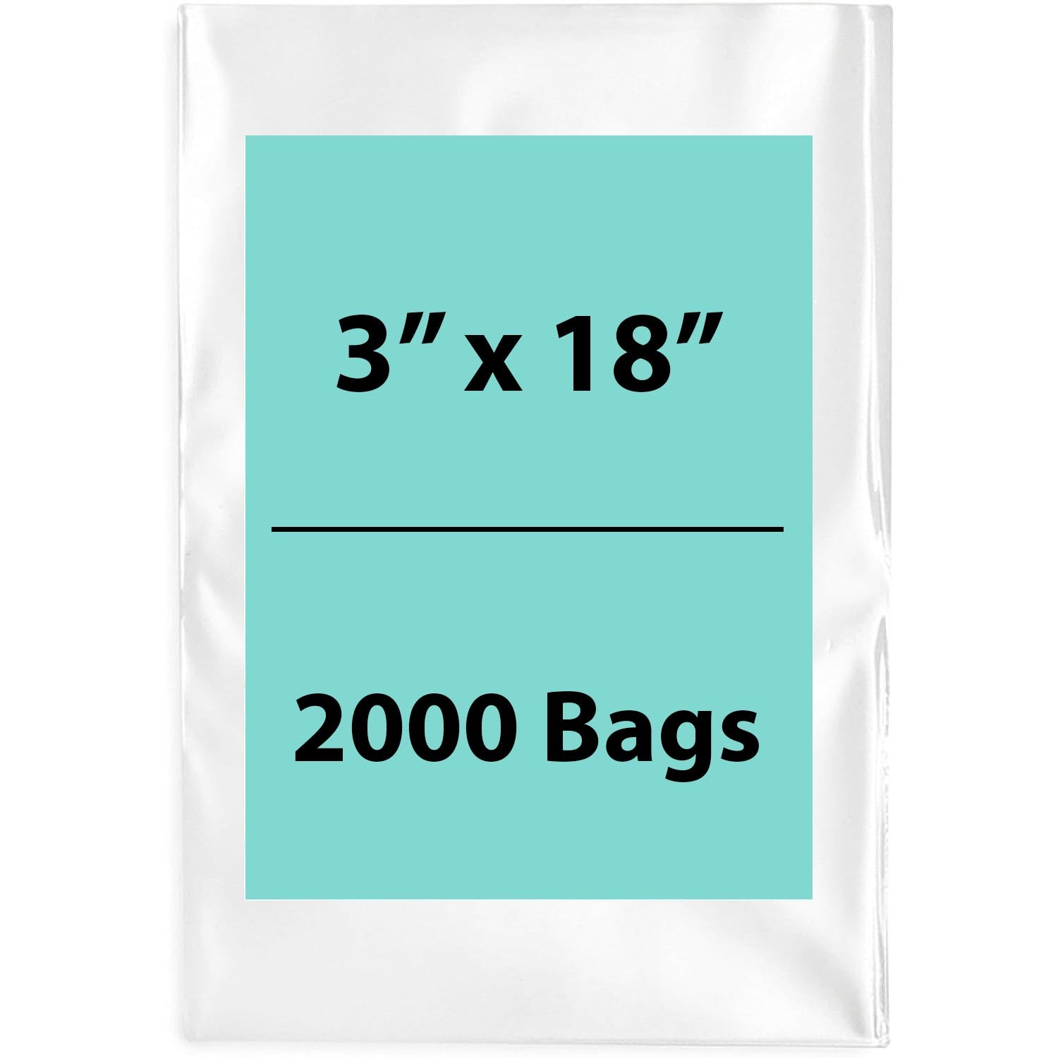 Clear Poly Bags 2 Mil Size: 3 inch (width) X 18 inch (height) Pack of 2000 Bags